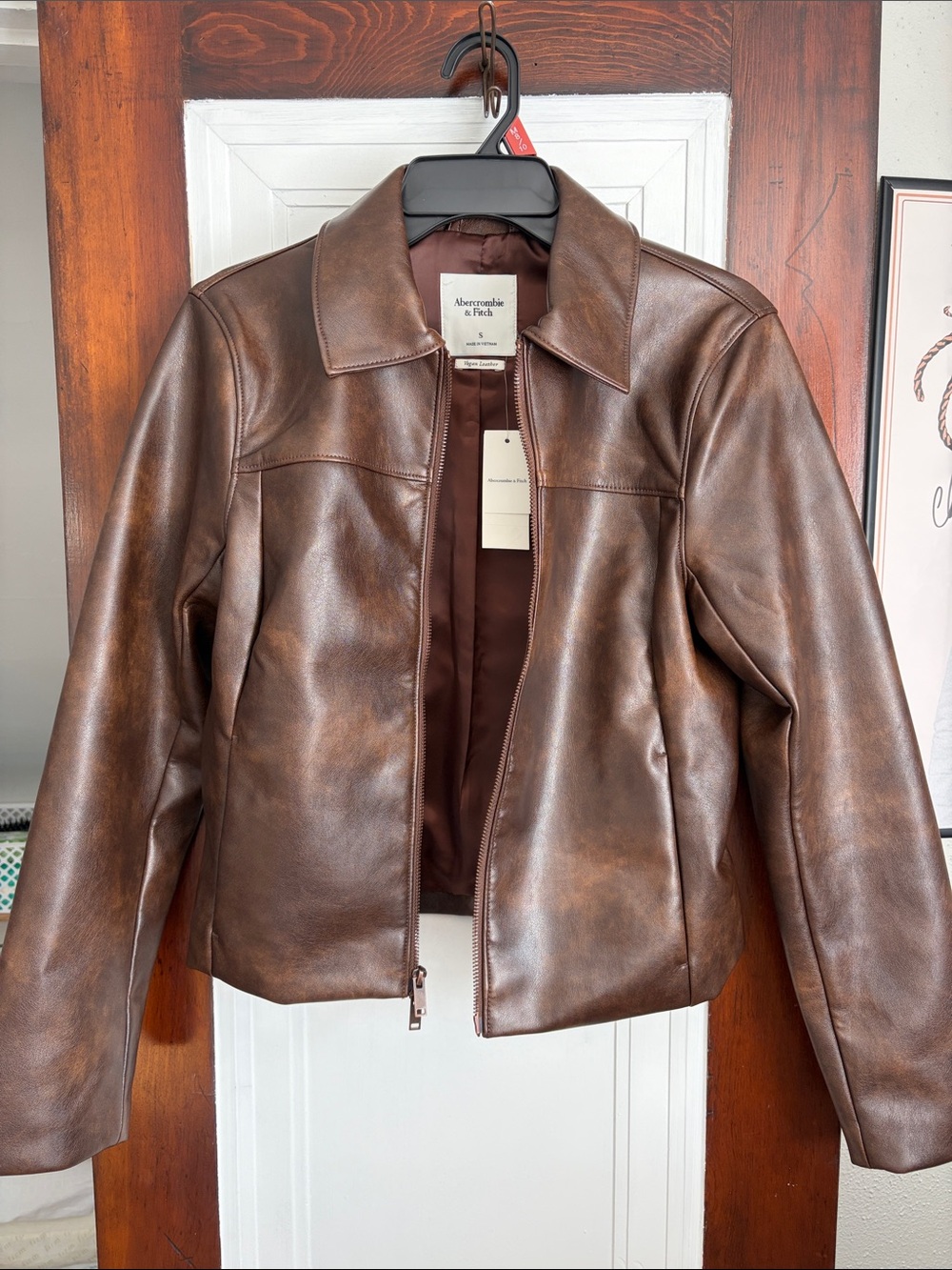 Abercrombie & Fitch Slim Zip Vegan Leather Jacket